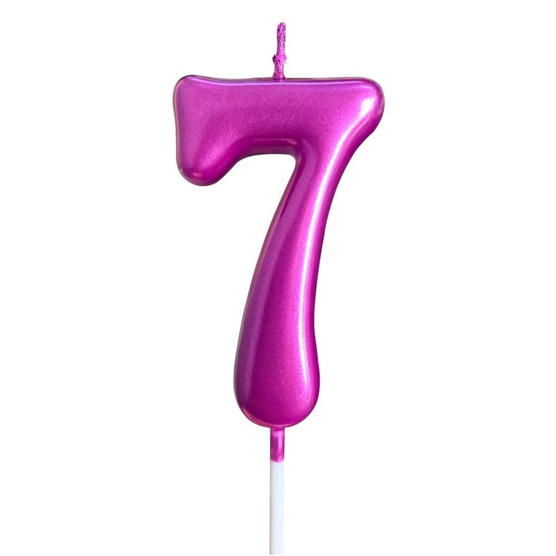 XNOVA 7th Birthday Candle Seven Years Purple Happy Birthday Number 7 Candles for Cake Topper Decoration for Party Kids Adults Numeral 70 47 27 37 77 75 - Image 1